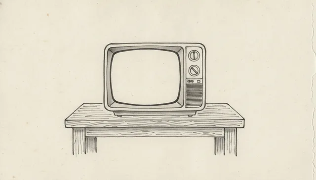 Vintage television set on wooden table